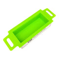 Bright green 2.5 lb handle soap mold, perfect for easy soapmaking and protecting wood with silicone lining.