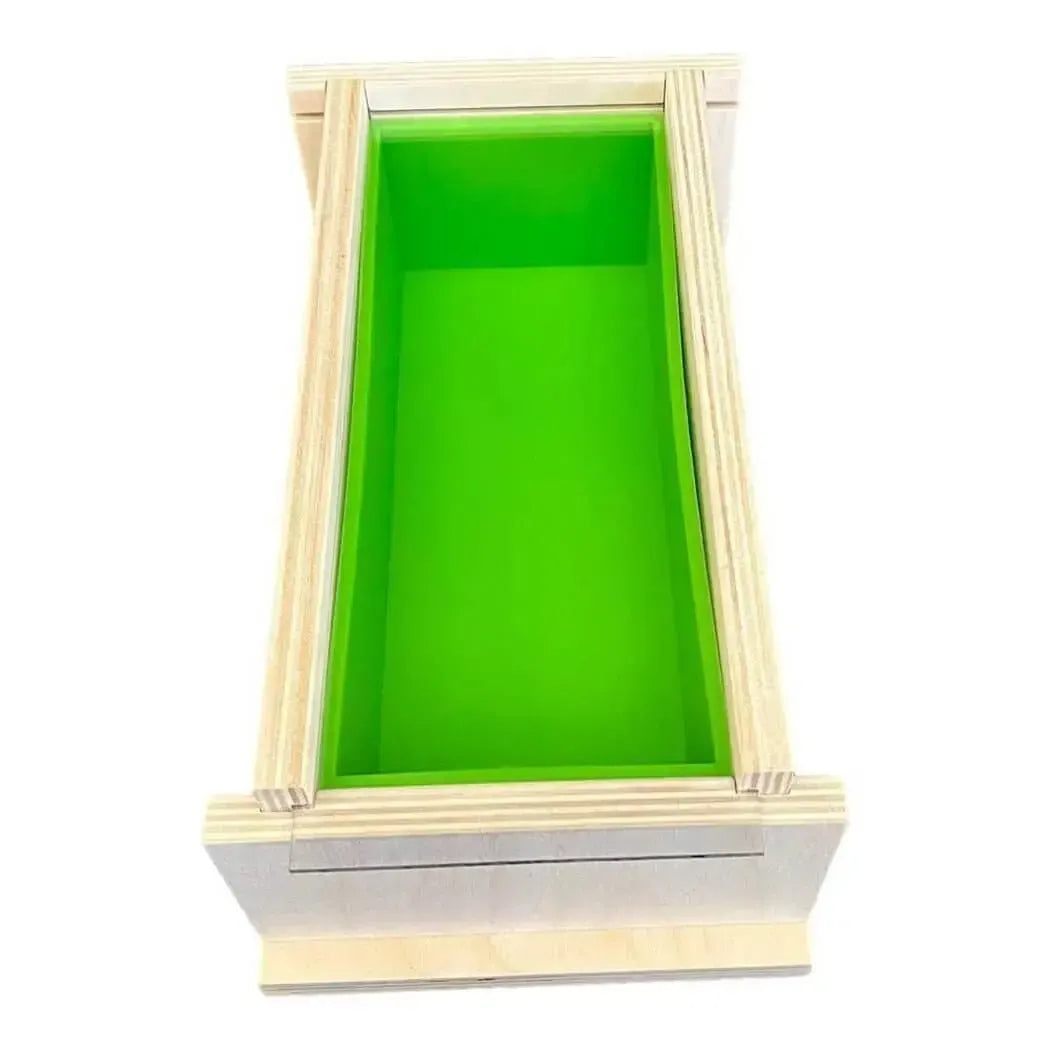 2.5 lb Premium Soap Mold with durable silicone liner and transparent lid for handmade soap crafting.