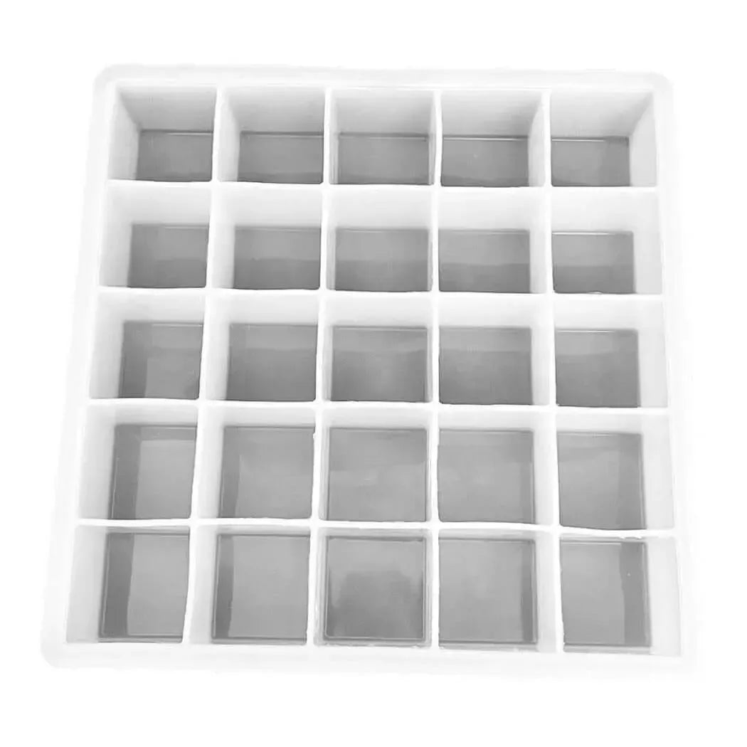 25 Cube Silicone Mold for making square soaps with easy release and perfect shapes.
