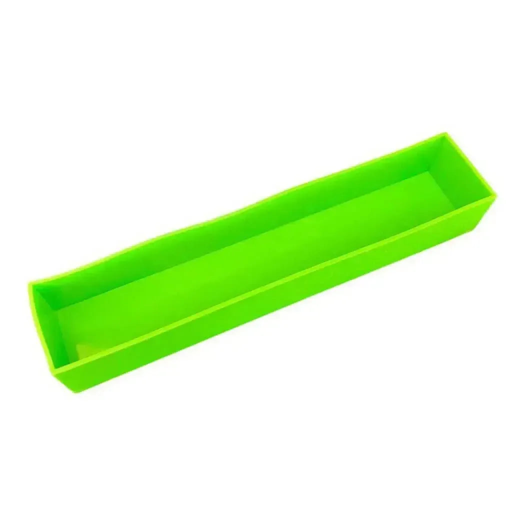 Bright green 5 lb basic soap mold with easy-release bottom holes for effortless soap removal and durable silicone design.