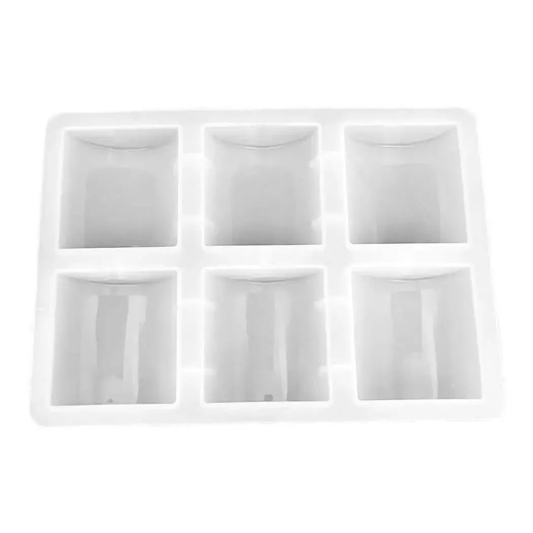 6 Bar Half Round Silicone Mold for soap-making, featuring a durable design with six half-round cavities.