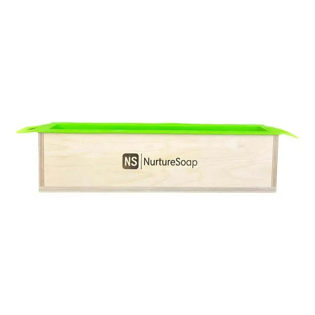 7.5 lb Basic Handle Tall Skinny Soap Mold by NurtureSoap with green silicone liner for easy soap removal.