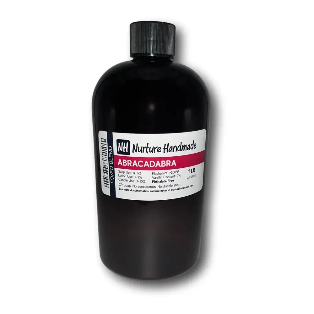 Abracadabra FO/EO Blend bottle showcasing enchanting floral and citrus notes for luxurious fragrances.