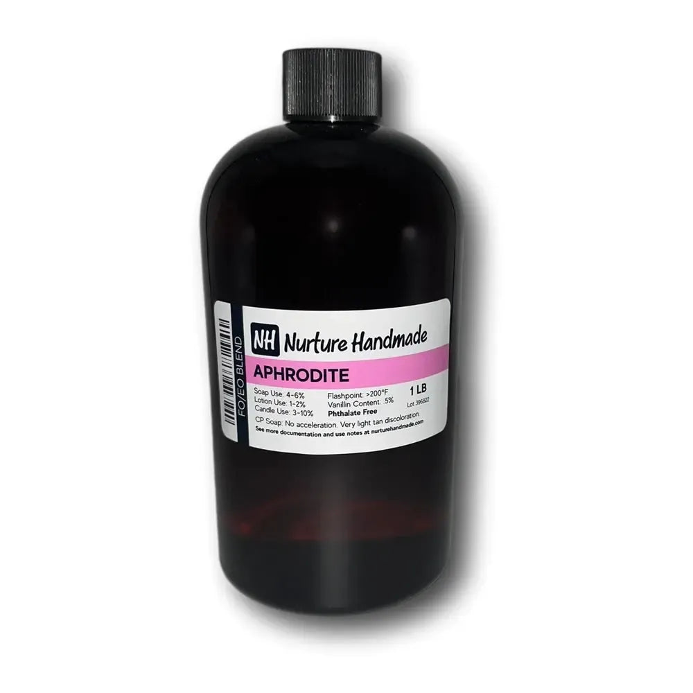 Bottle of Aphrodite FO/EO Blend fragrance inspired by a beloved local drag queen, perfect for DIY creations.