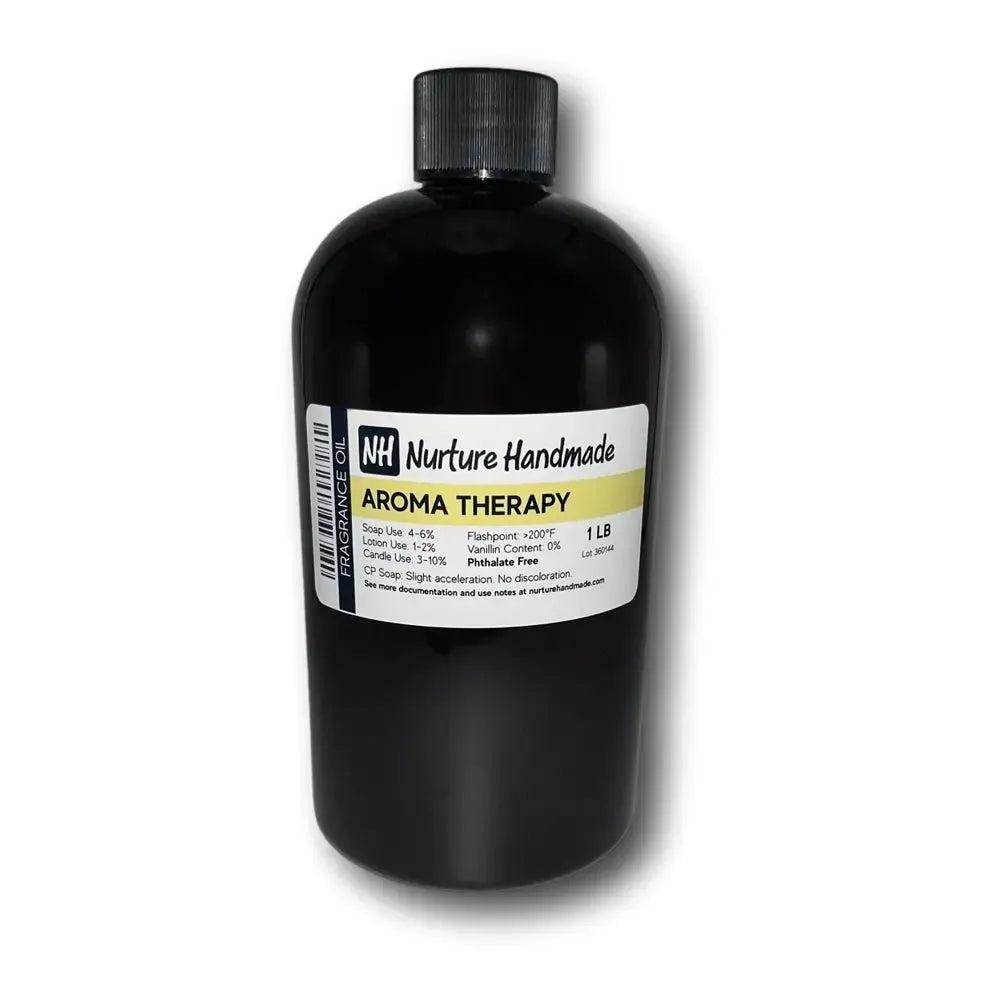 Aroma Therapy Fragrance Oil bottle showcasing its soothing scent blend of greenery, jasmine, and musk.