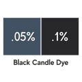 Comparison of black candle dye concentrations: .05% and .1% for vibrant candle coloring.