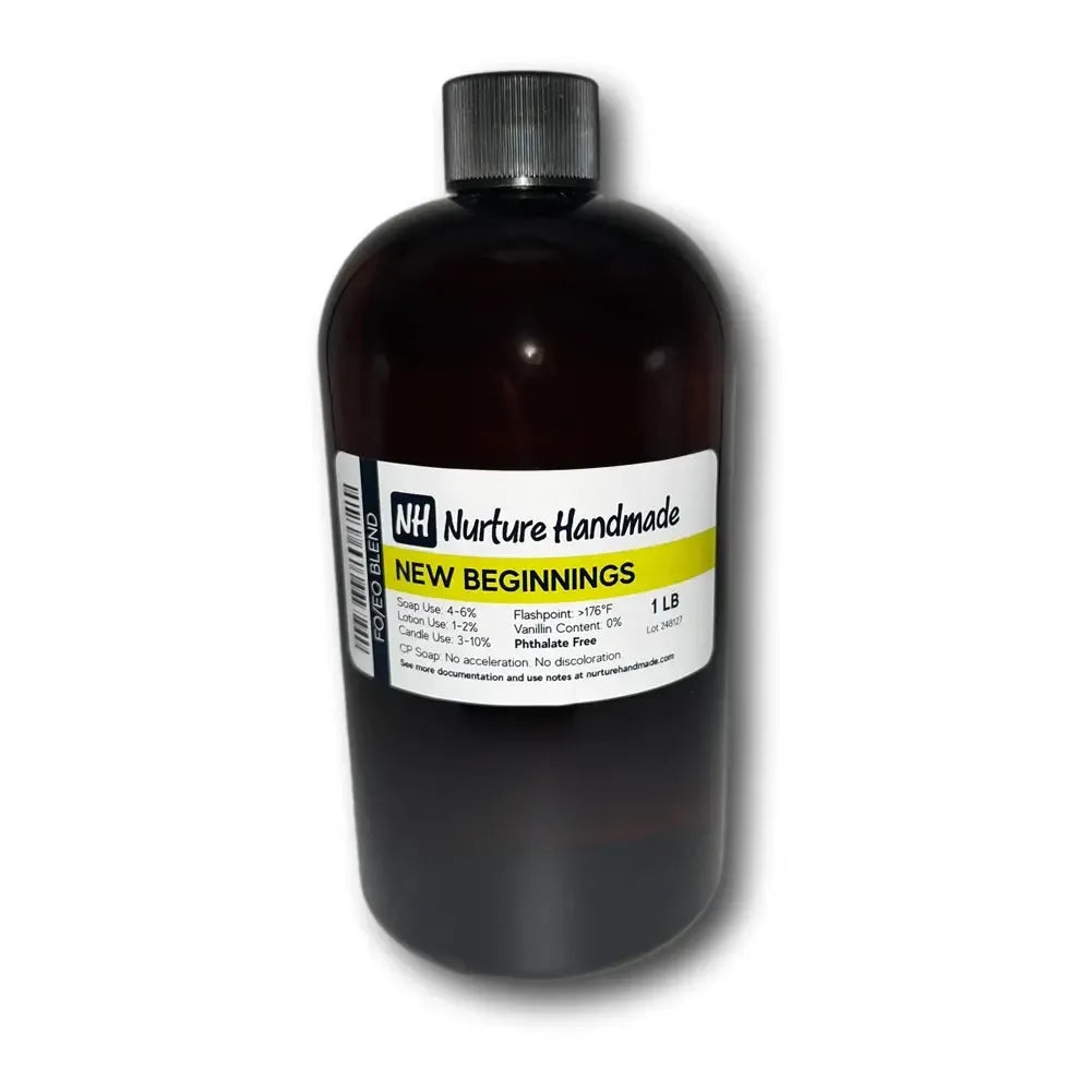 New Beginnings fragrance oil by Nurture Handmade in a 1 lb bottle, perfect for spring scent blends.