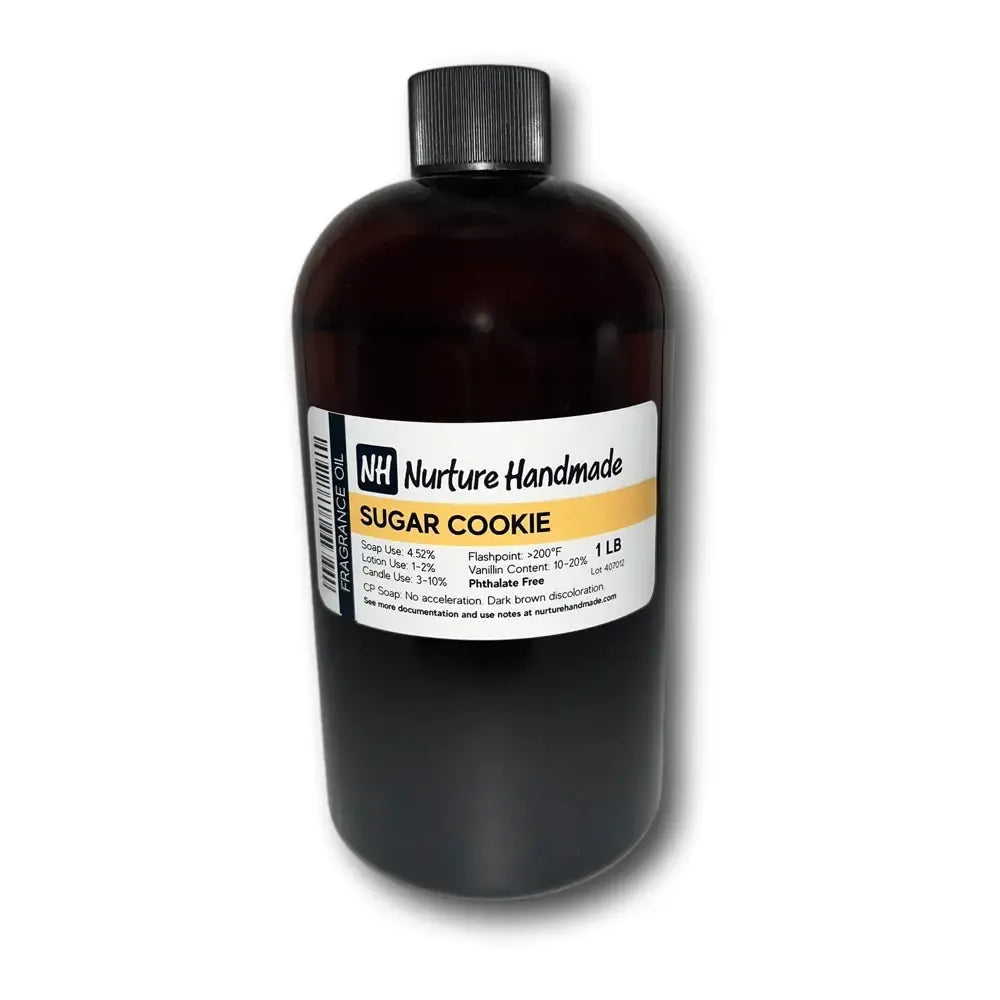 Bottle of Sugar Cookie Fragrance Oil from Nurture Handmade, perfect for adding a sweet baked aroma to your home.