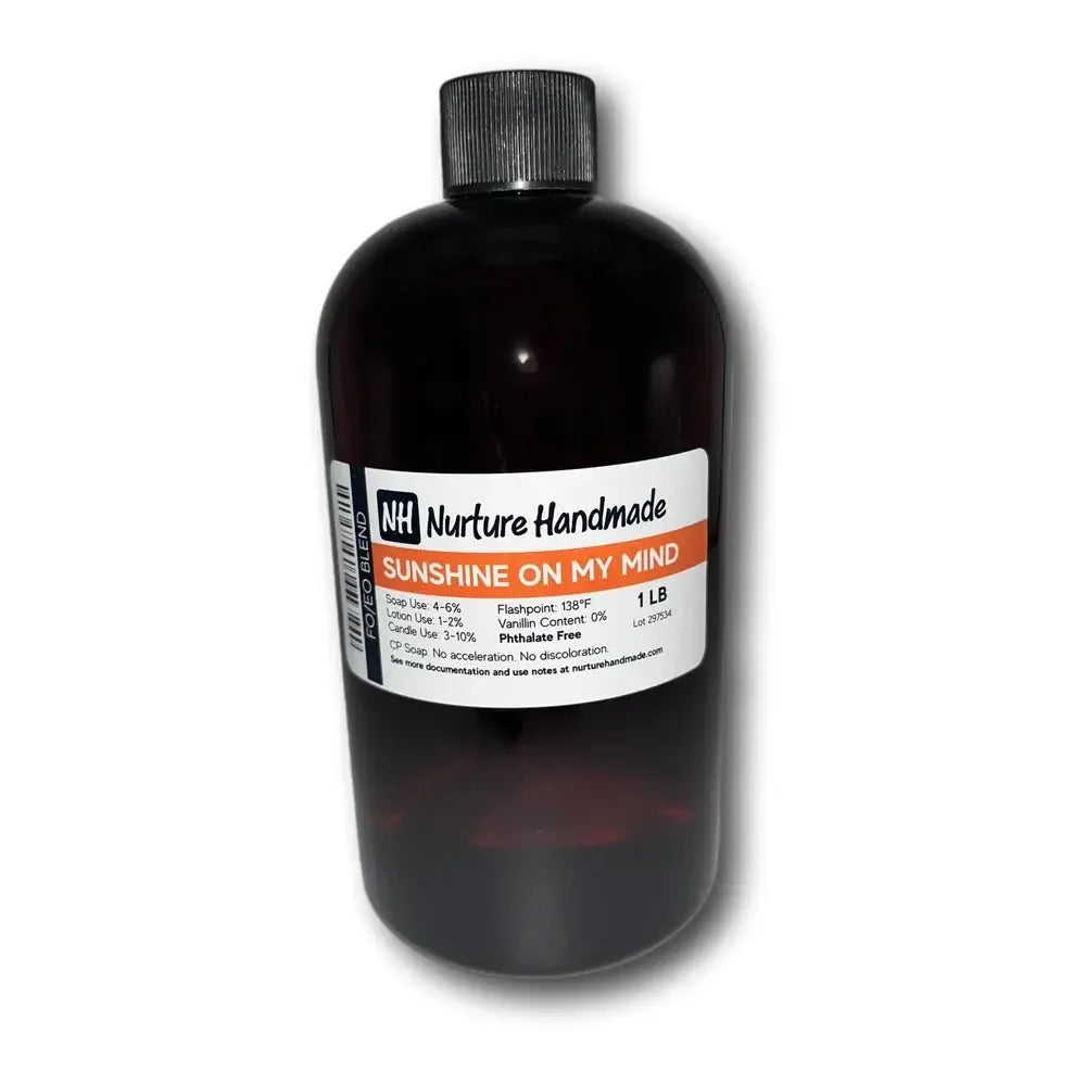 Bottle of Sunshine On My Mind fragrance oil featuring citrus scents and floral notes for a cheerful aroma.