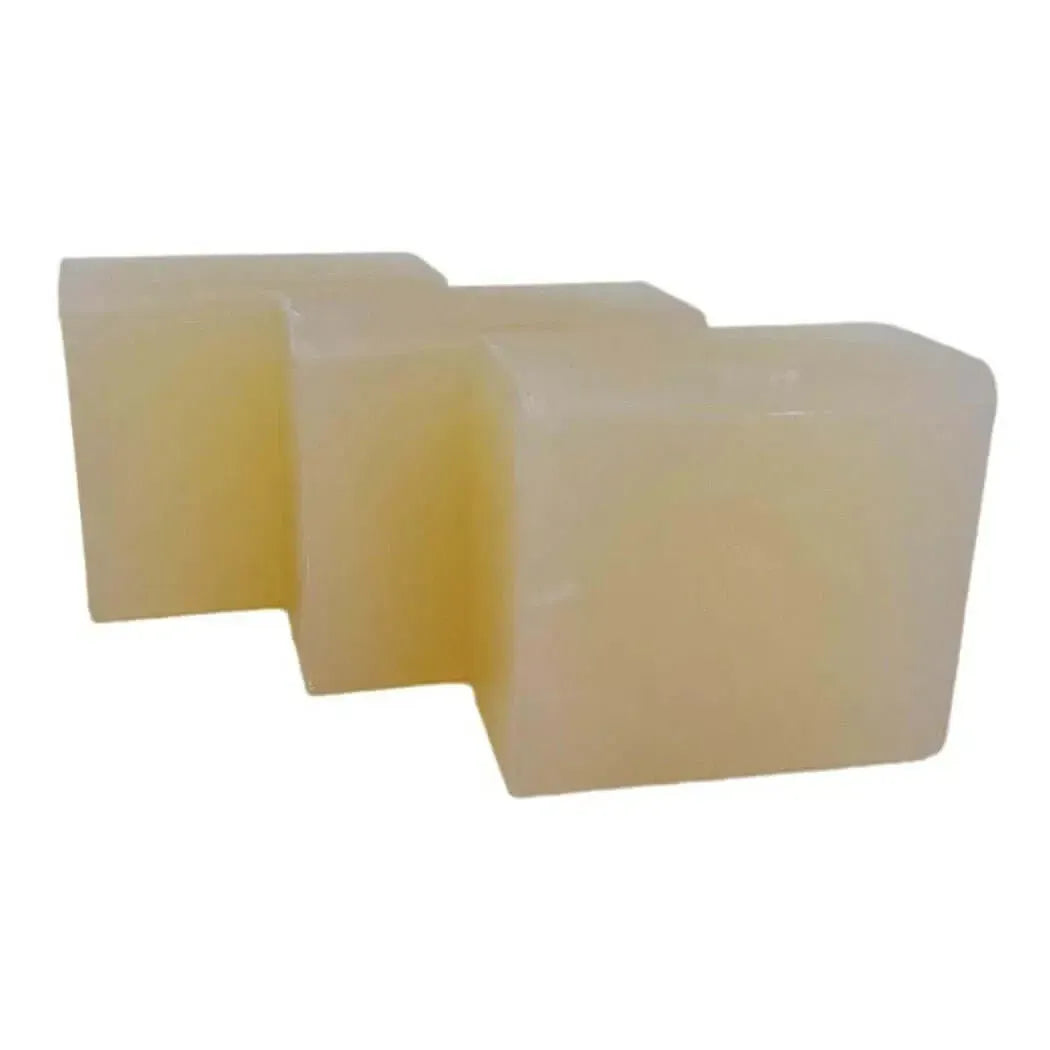 Three blocks of low sweat clear soap base perfect for melt and pour soap making.