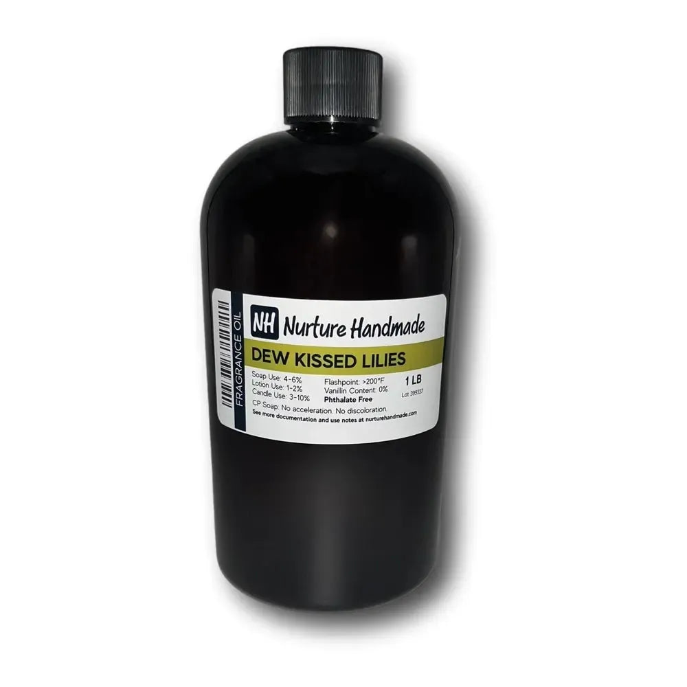 Dew Kissed Lilies Fragrance Oil bottle showcasing a captivating floral aroma for an enchanting sensory experience.