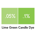 Comparison of Lime Green Candle Dye concentrations: 0.05% and 0.1% for vibrant, professional results.