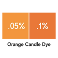 Comparison of orange candle dye concentration: 0.05% and 0.1%, showcasing vibrant color options.