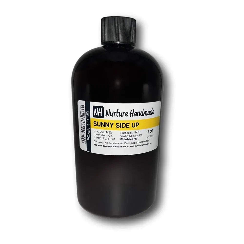 Sunny Side Up FO/EO Blend bottle showcasing vibrant lemon and citrus fragrance for an uplifting start to your day.